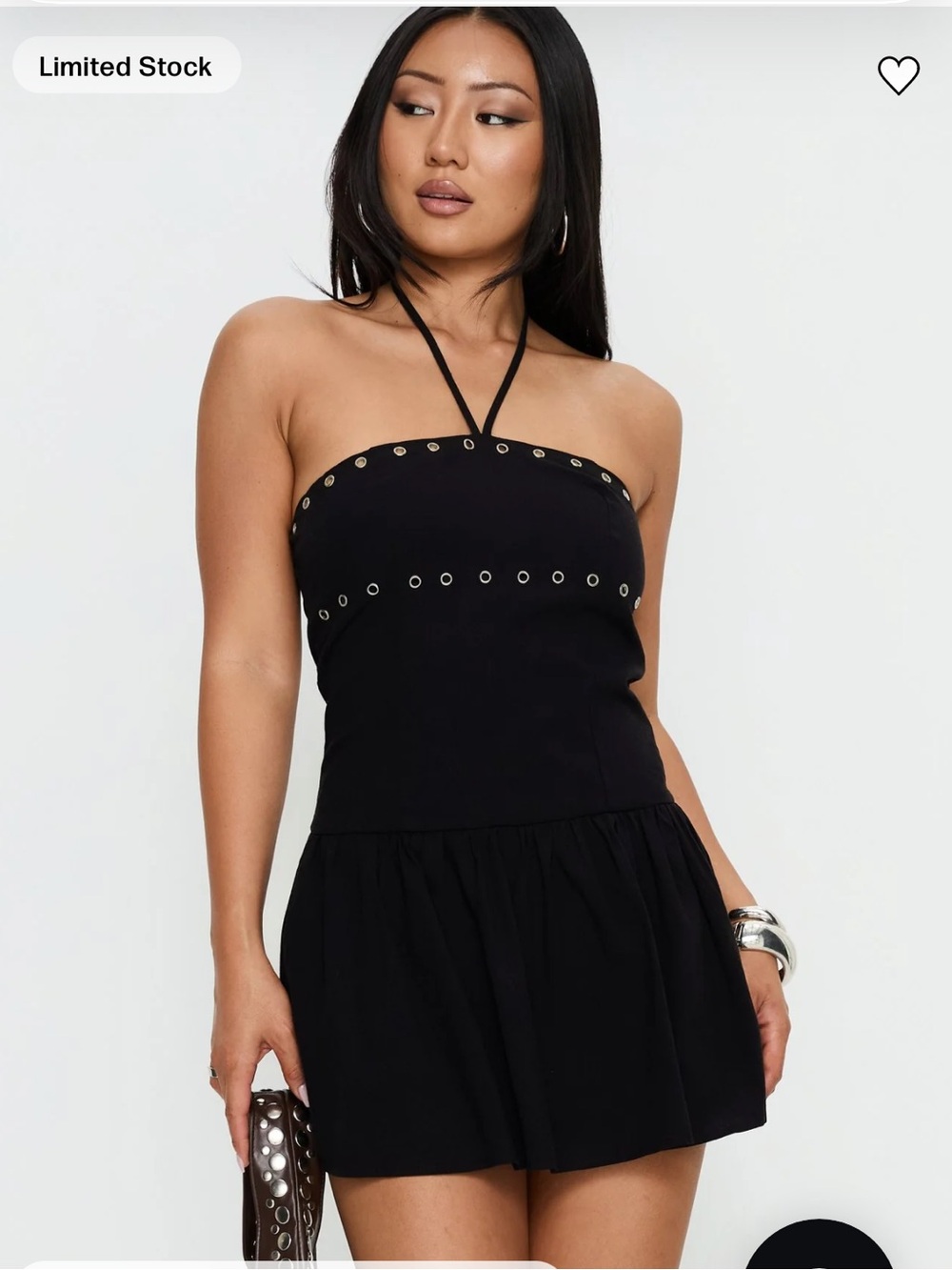 Princess Polly Nidia Eyelet Tie Neck Playsuit Black